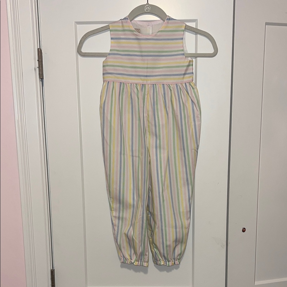The Beaufort Bonnet Company Pastel Striped Romper - 3T